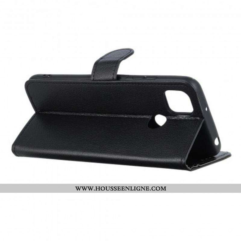 Housse Oppo A15 Simili Cuir Litchi