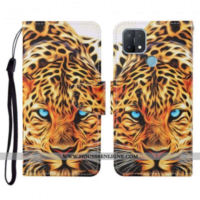Housse Oppo A15 Tigre avec Lanière
