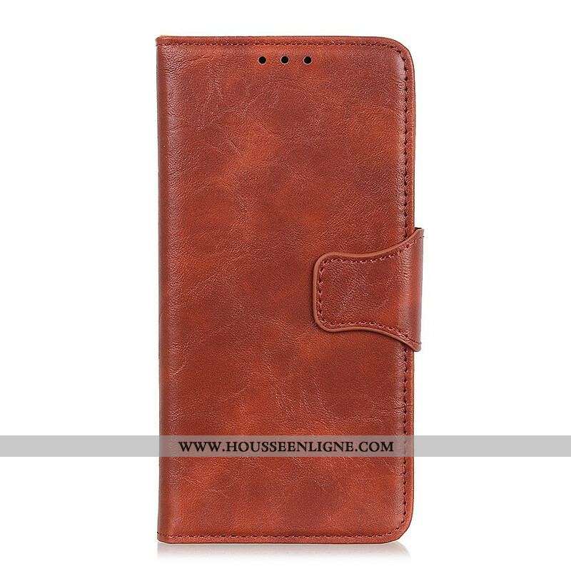 Housse Oppo A16 / A16s Cuir Fendu Fermoir Réversible