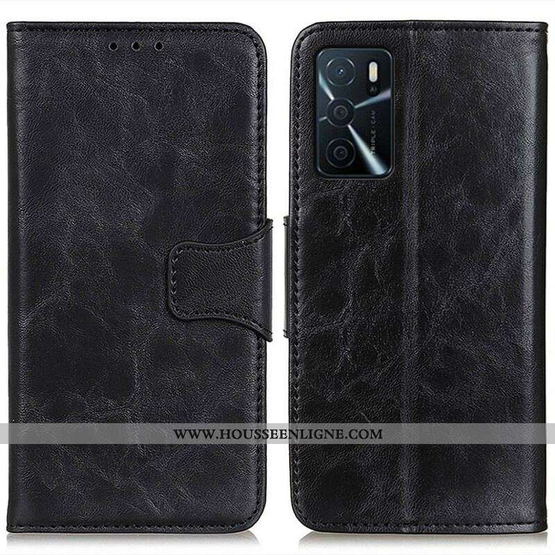 Housse Oppo A16 / A16s Cuir Fendu Fermoir Réversible