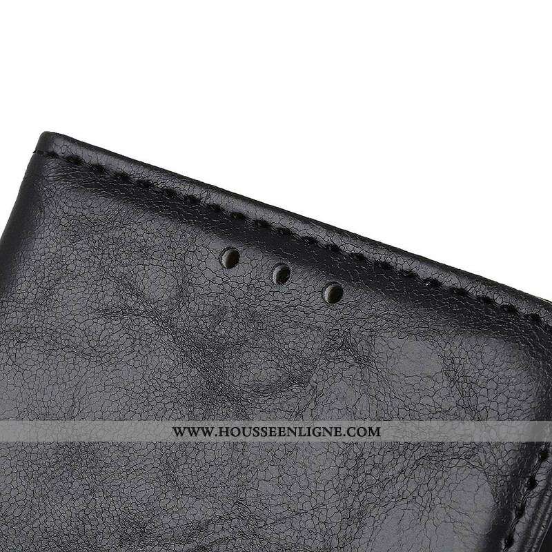 Housse Oppo A16 / A16s Cuir Fendu Fermoir Réversible
