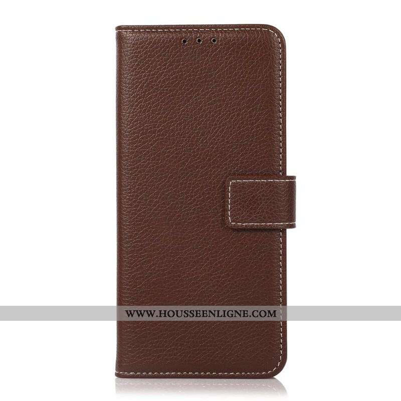Housse Oppo A16 / A16s Effet Cuir Litchi Coutures