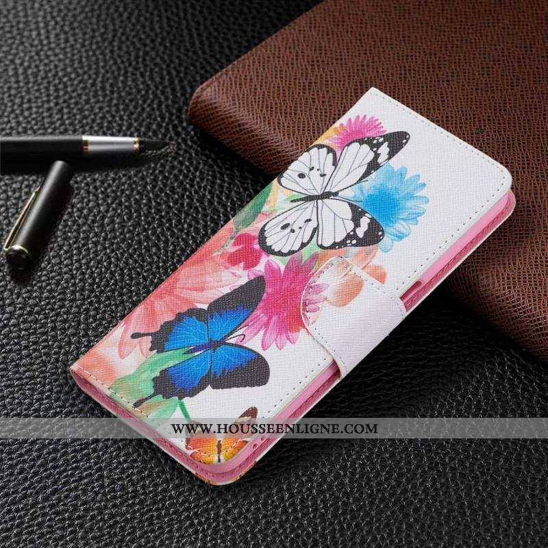 Housse Oppo A16 / A16s Papillons et Fleurs Peints