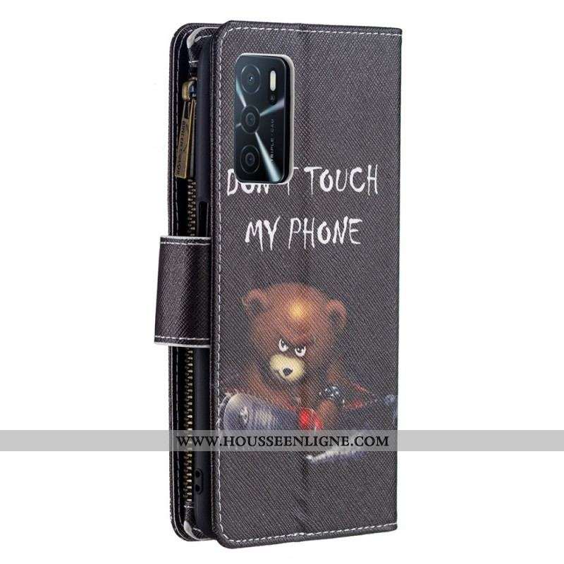 Housse Oppo A16 / A16s Poche Zippée Ours