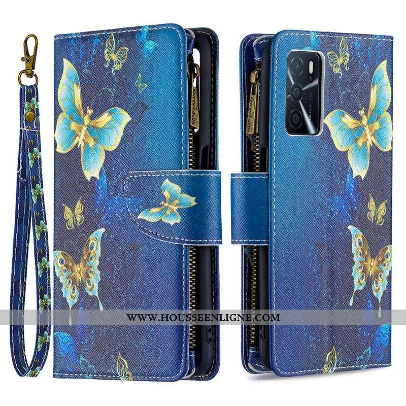 Housse Oppo A16 / A16s Poche Zippée Papillons