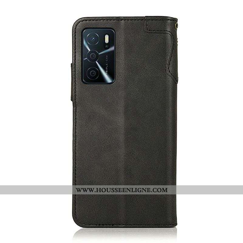 Housse Oppo A16 / A16s Simili Cuir Bouton KHAZNEH