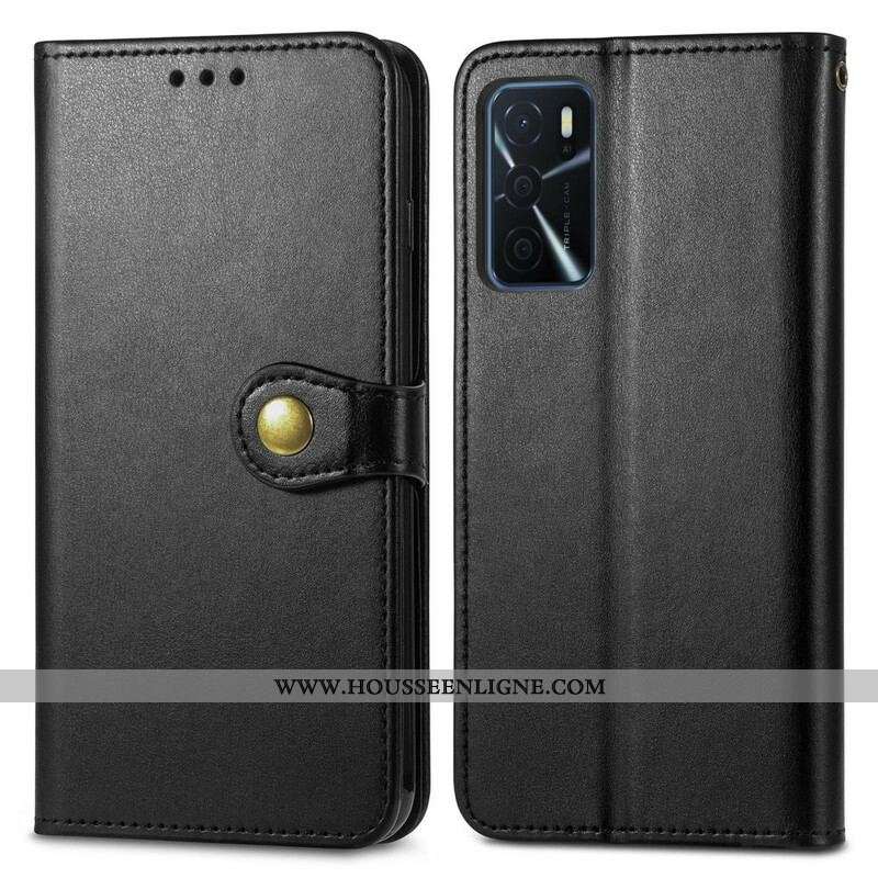 Housse Oppo A16 / A16s Simili Cuir et Fermoir Vintage