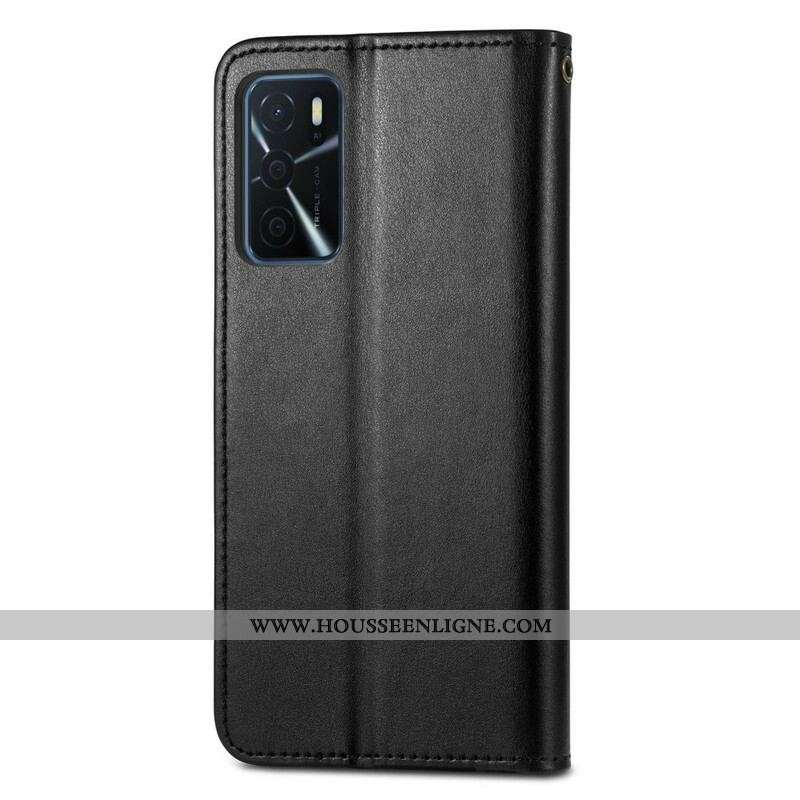 Housse Oppo A16 / A16s Simili Cuir et Fermoir Vintage