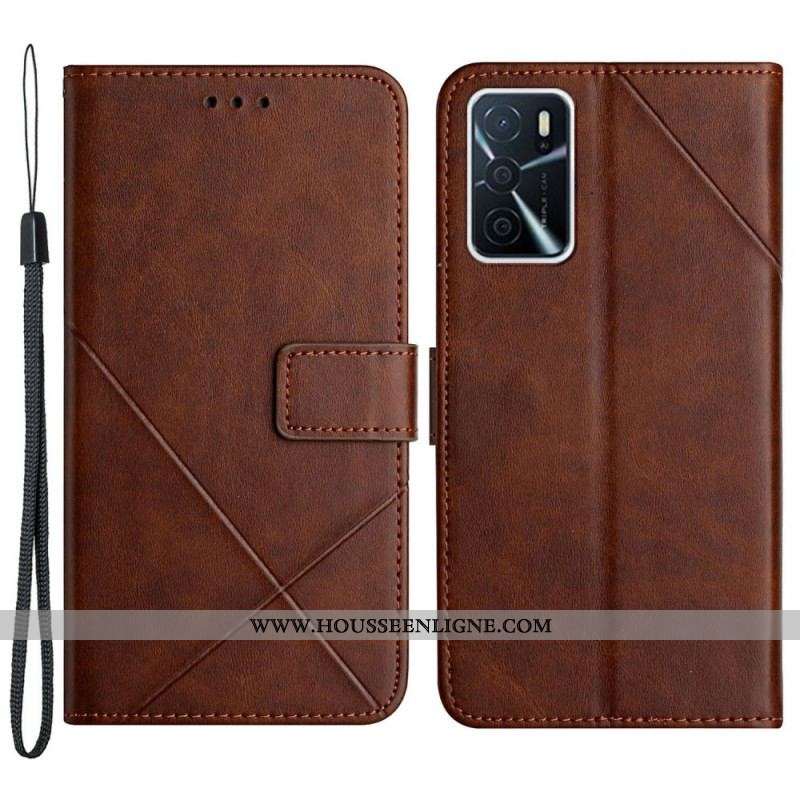 Housse Oppo A16 / A16s Style Cuir Géo X Design