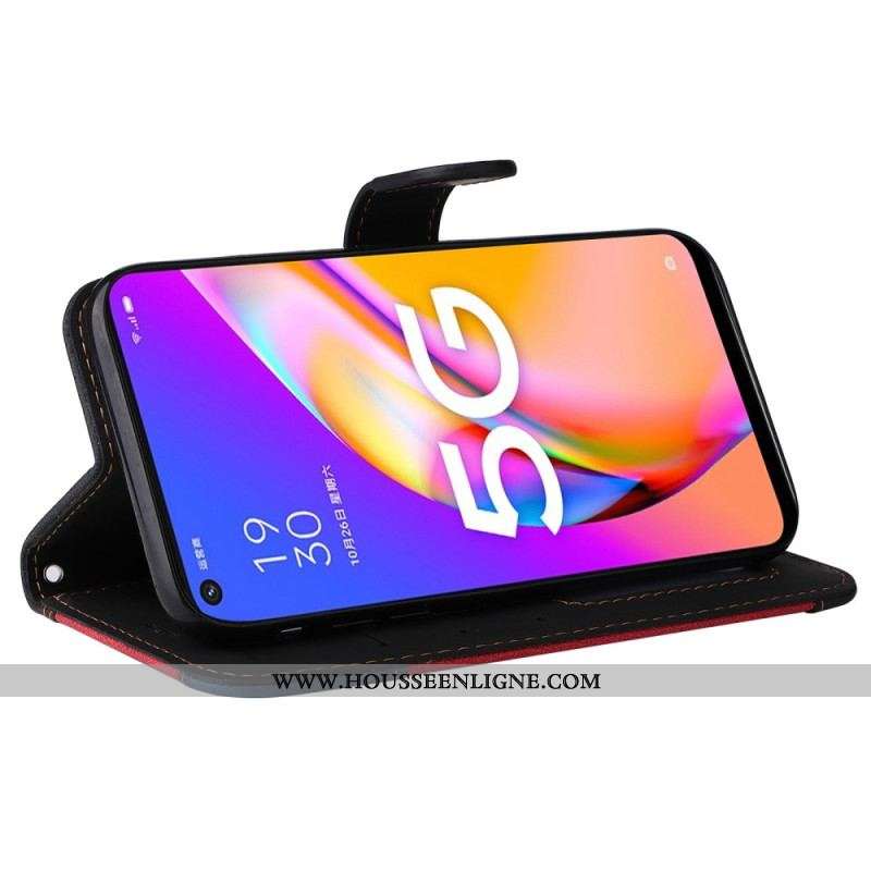 Housse Oppo A54 5G / A74 5G Bicolore avec Lanière