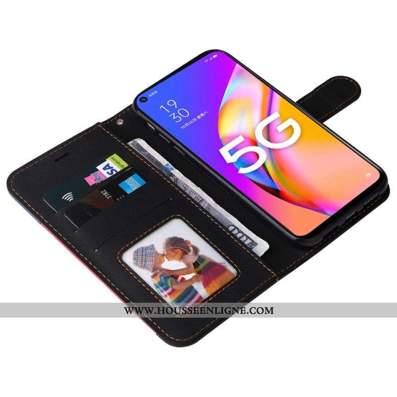 Housse Oppo A54 5G / A74 5G Bicolore avec Lanière