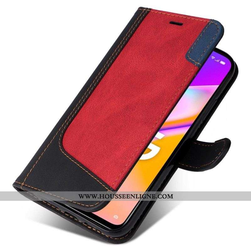 Housse Oppo A54 5G / A74 5G Bicolore avec Lanière