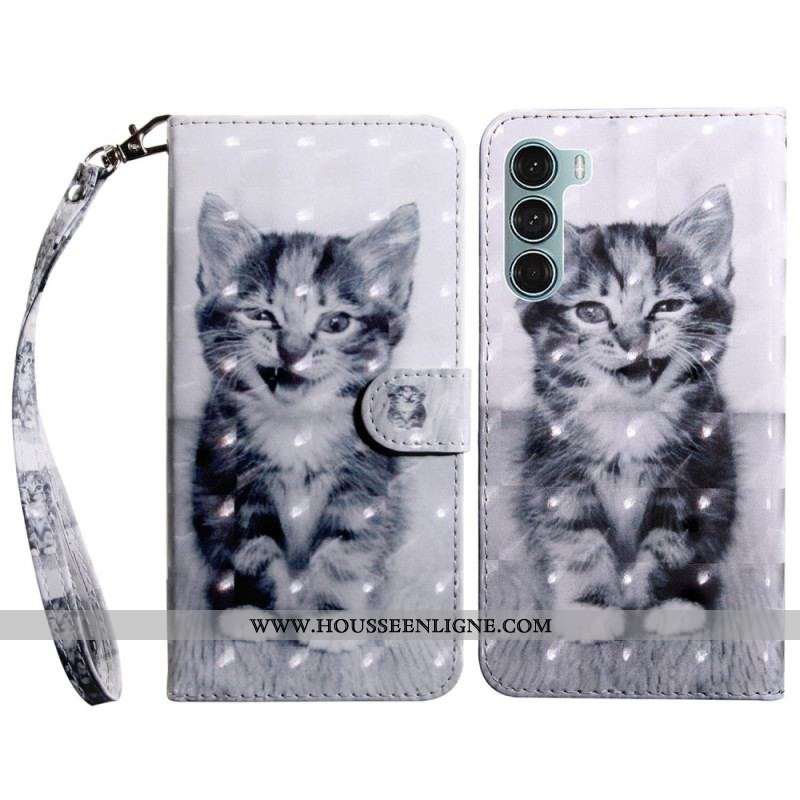 Housse Oppo A54 5G / A74 5G Chaton avec Lanière