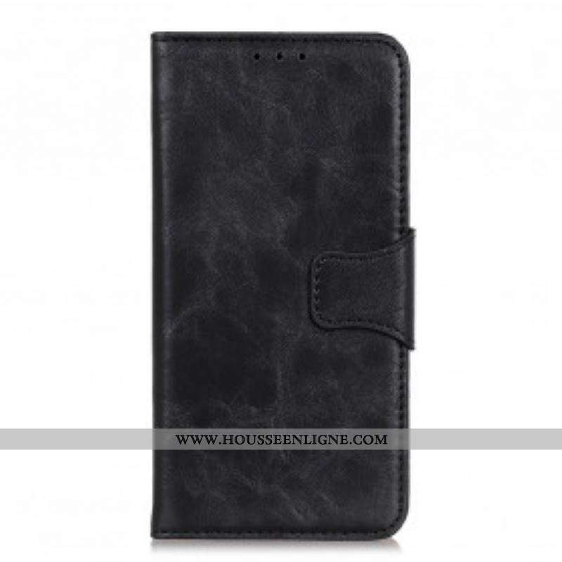 Housse Oppo A54 5G / A74 5G Cuir Fendu Fermoir Réversible