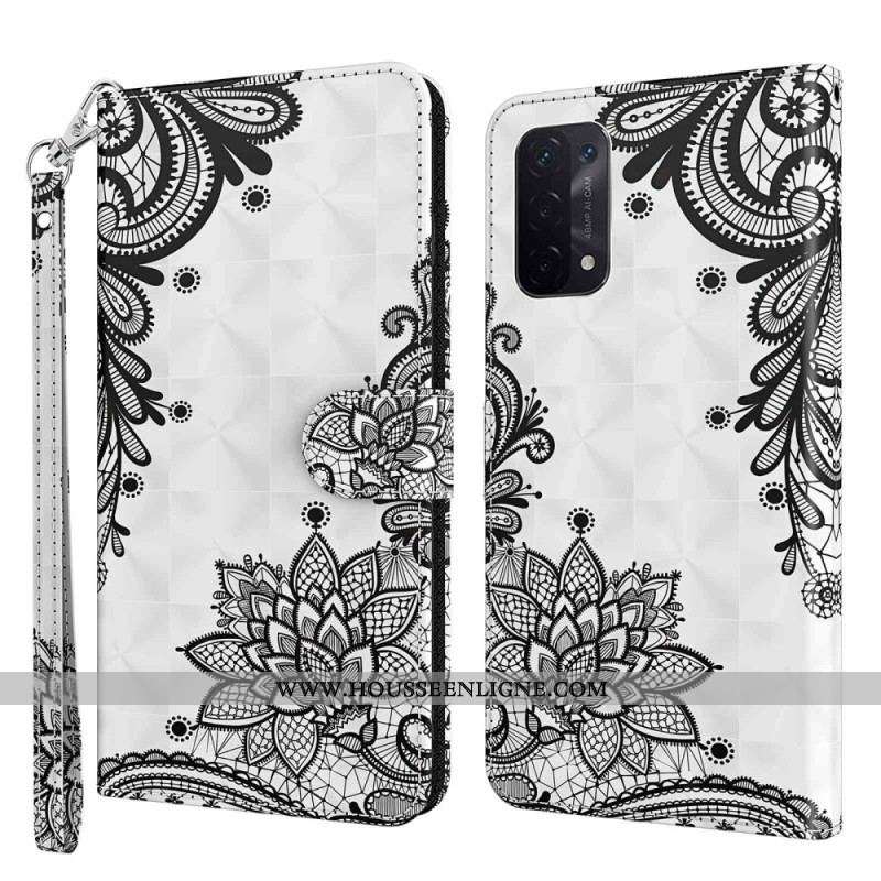 Housse Oppo A54 5G / A74 5G Dentelle à Lanière