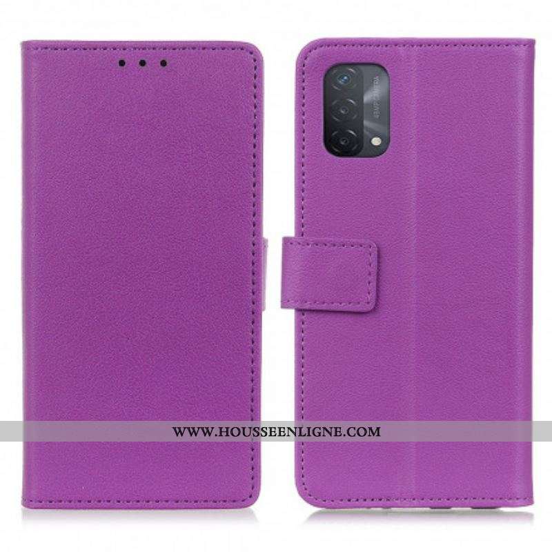 Housse Oppo A54 5G / A74 5G Effet Cuir Brillant Simple