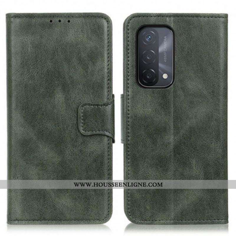 Housse Oppo A54 5G / A74 5G Effet Cuir Fermoir Réversible