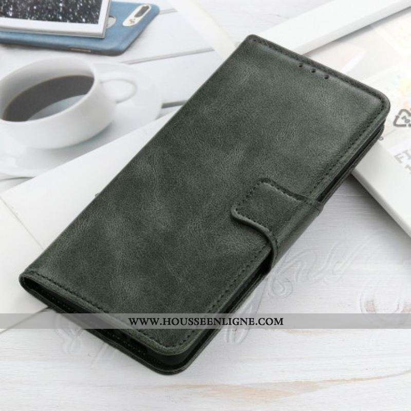 Housse Oppo A54 5G / A74 5G Effet Cuir Fermoir Réversible