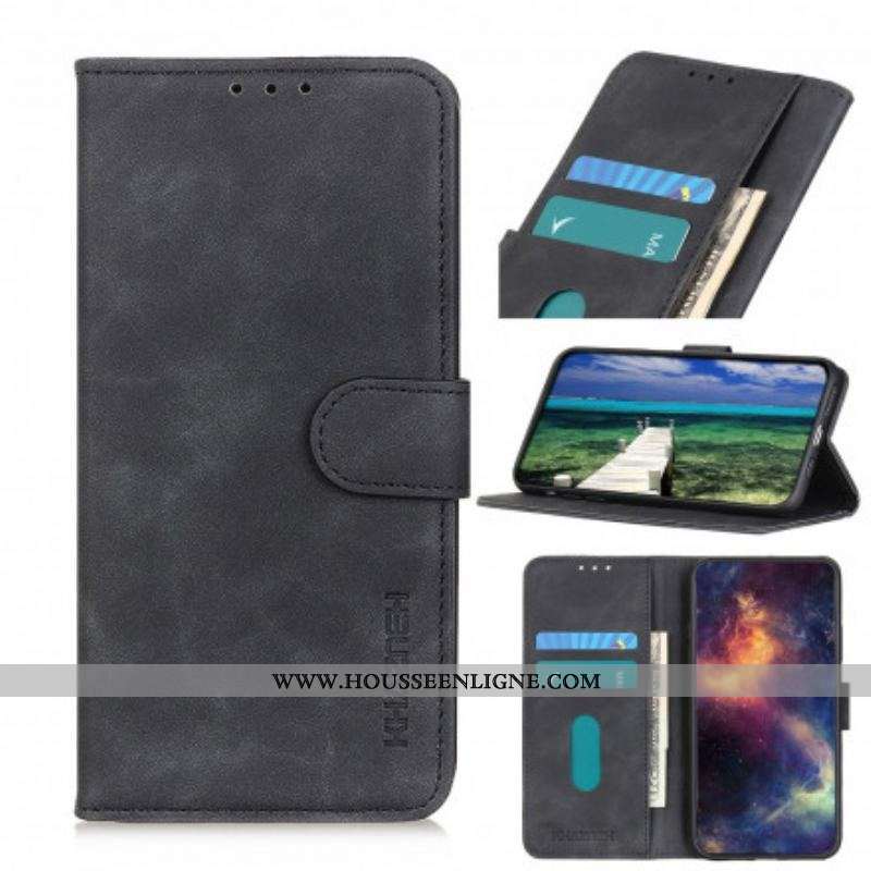 Housse Oppo A54 5G / A74 5G Effet Cuir Mate Vintage KHAZNEH