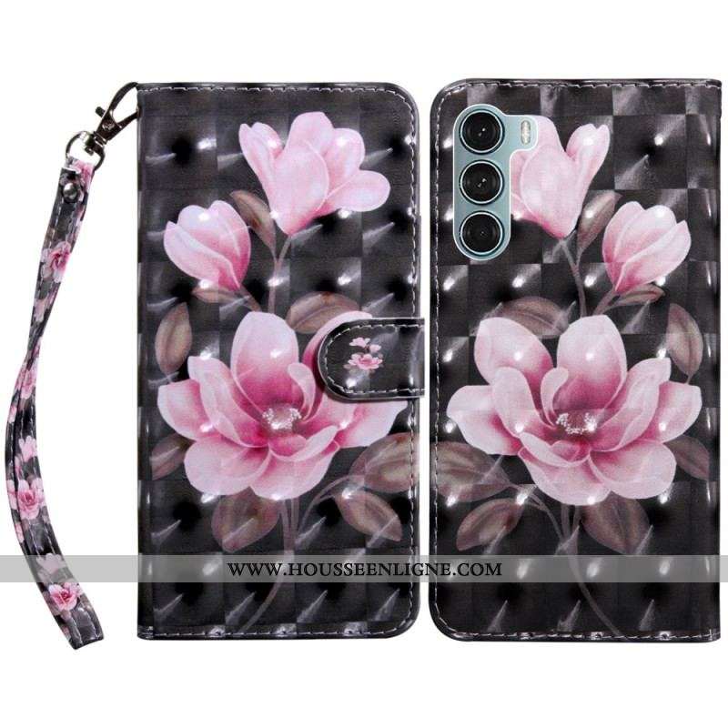 Housse Oppo A54 5G / A74 5G Fleurs avec Lanière
