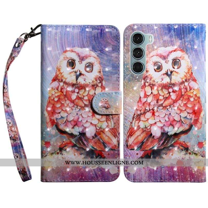 Housse Oppo A54 5G / A74 5G Hibou avec Lanière