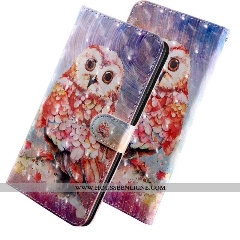 Housse Oppo A54 5G / A74 5G Hibou avec Lanière