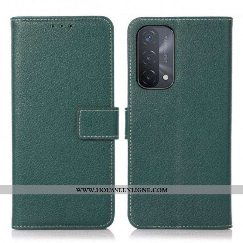 Housse Oppo A54 5G / A74 5G Litchi Texture