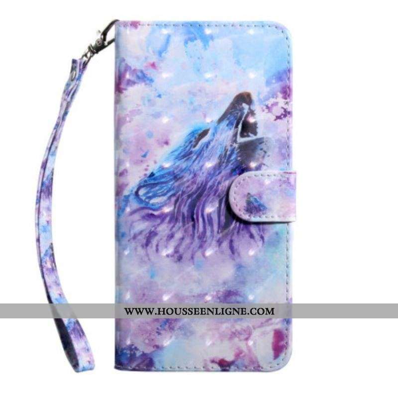 Housse Oppo A54 5G / A74 5G Loup avec Lanière