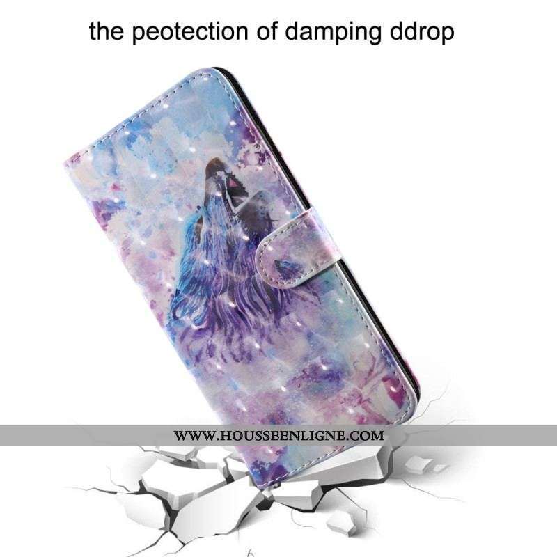 Housse Oppo A54 5G / A74 5G Loup avec Lanière