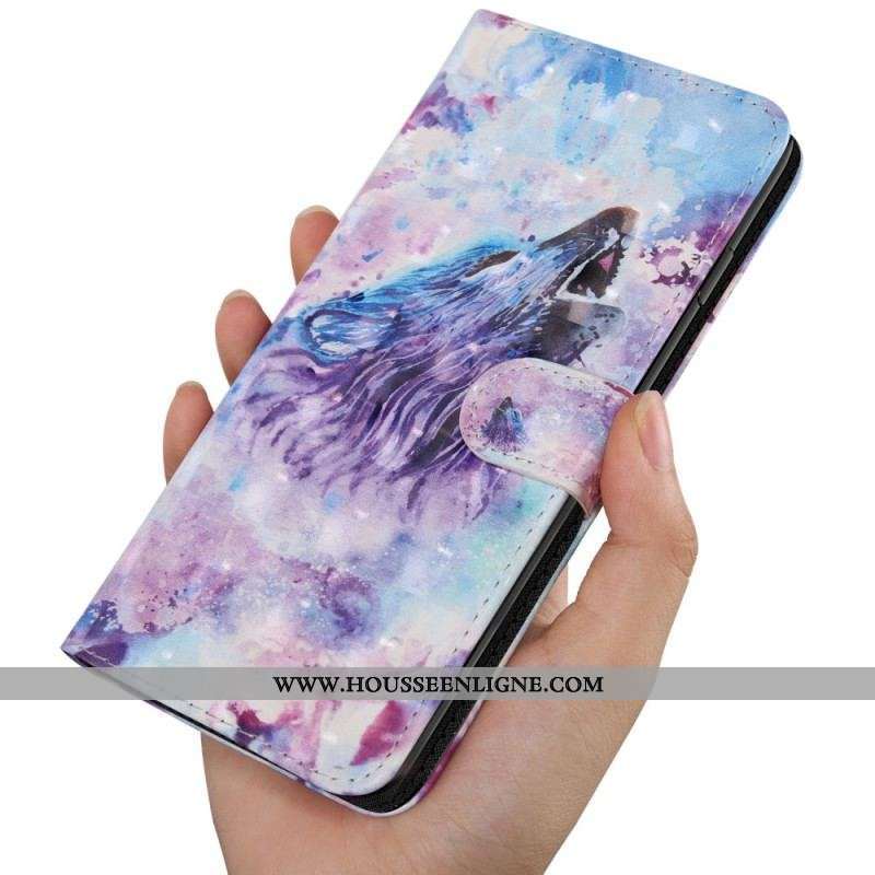 Housse Oppo A54 5G / A74 5G Loup avec Lanière