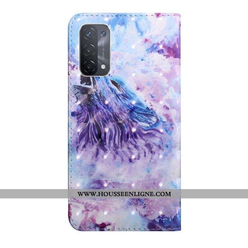 Housse Oppo A54 5G / A74 5G Loup avec Lanière