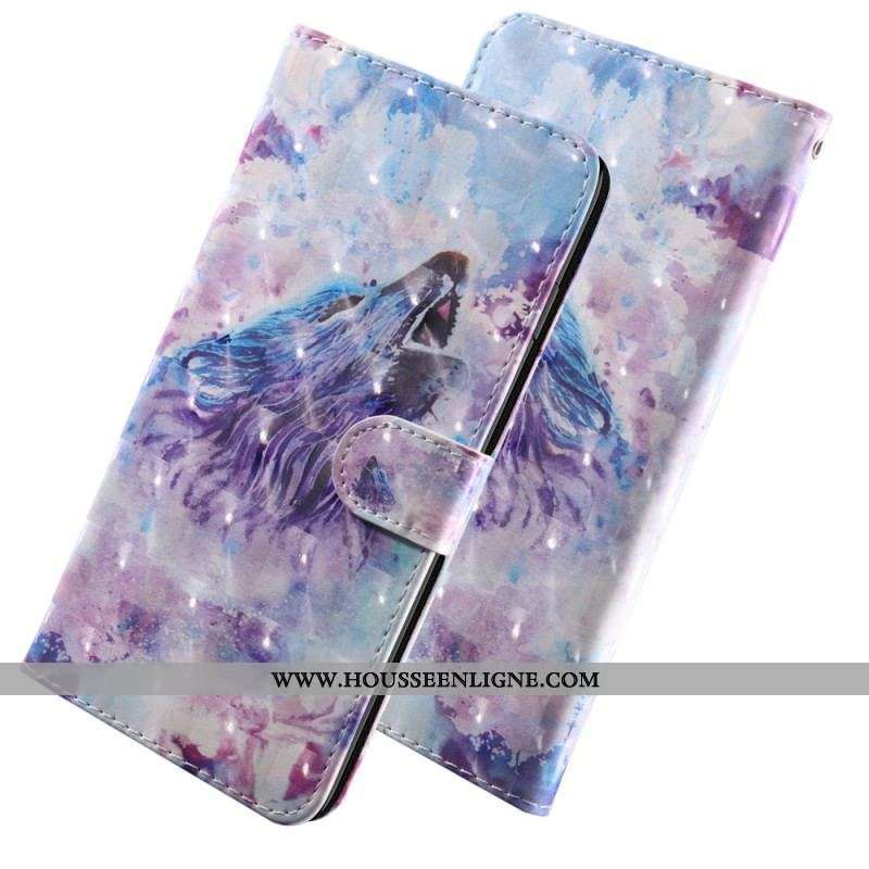 Housse Oppo A54 5G / A74 5G Loup avec Lanière