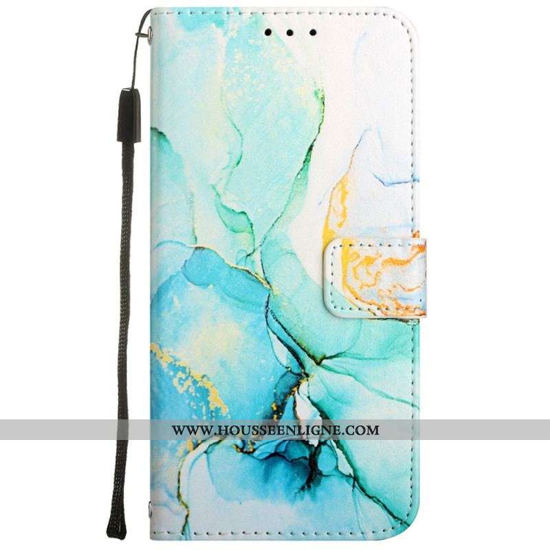 Housse Oppo A54 5G / A74 5G Marbre avec Lanière