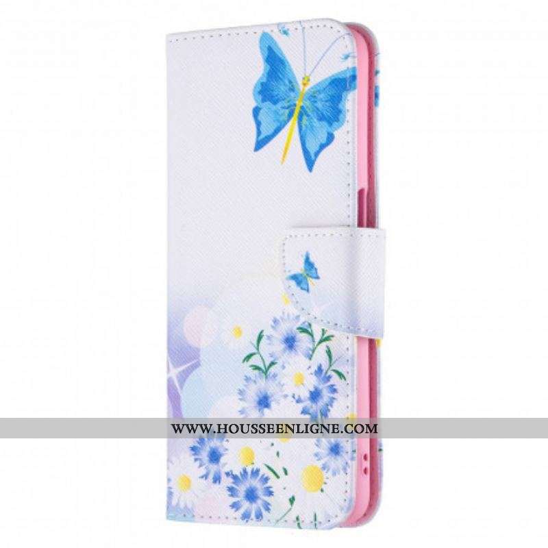 Housse Oppo A54 5G / A74 5G Papillons et Fleurs Peints