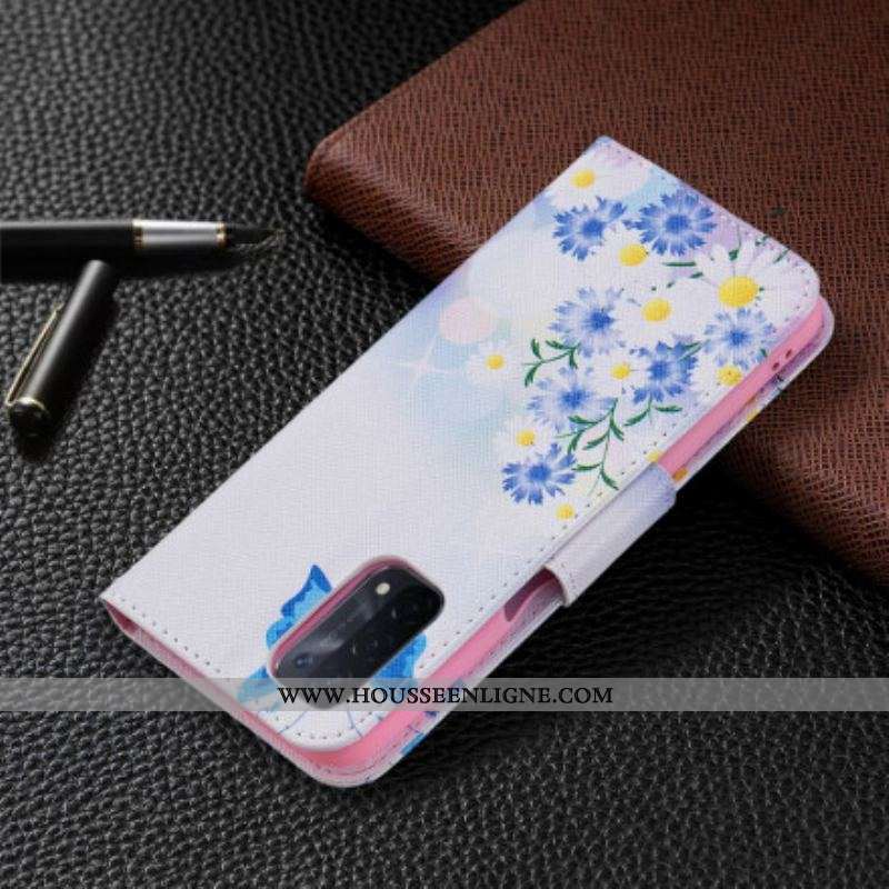 Housse Oppo A54 5G / A74 5G Papillons et Fleurs Peints