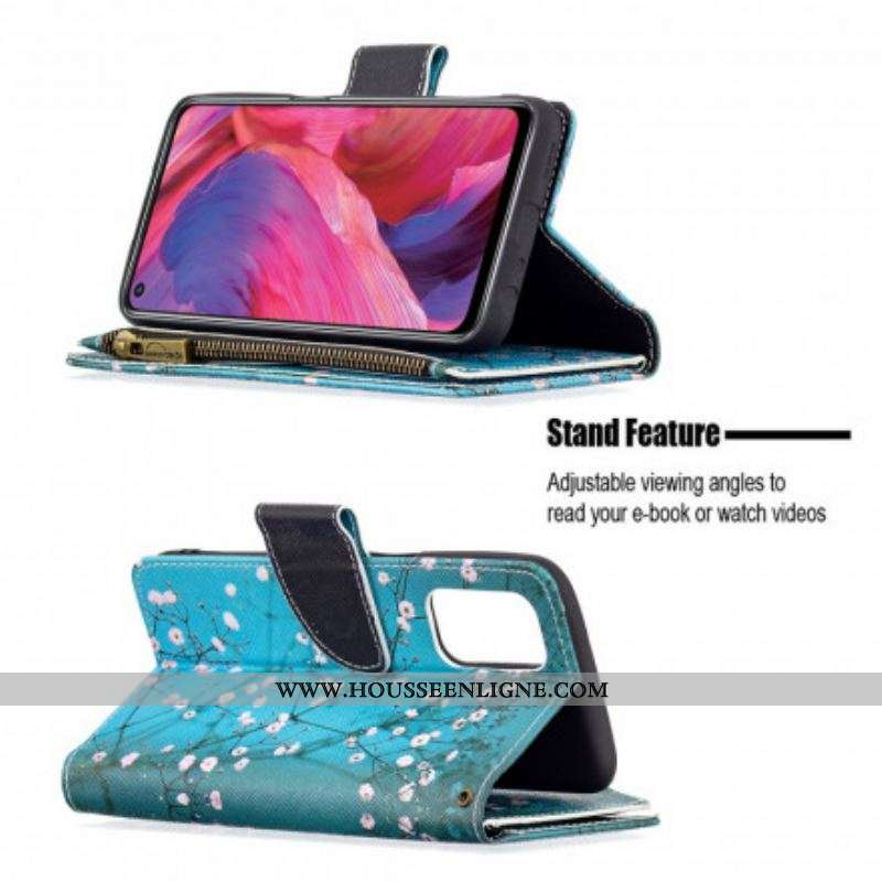 Housse Oppo A54 5G / A74 5G Poche Zippée Arbre