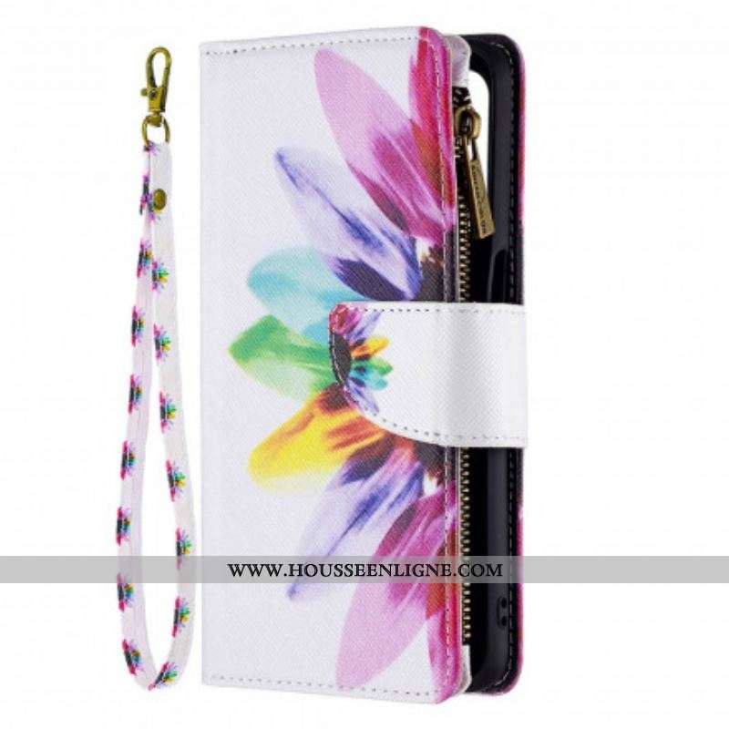 Housse Oppo A54 5G / A74 5G Poche Zippée Fleur