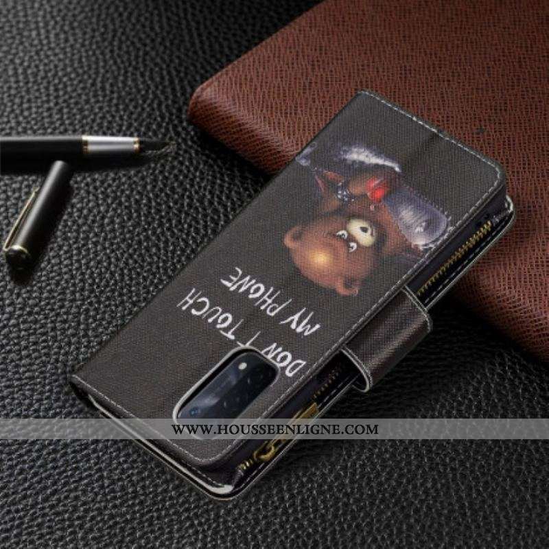 Housse Oppo A54 5G / A74 5G Poche Zippée Ours