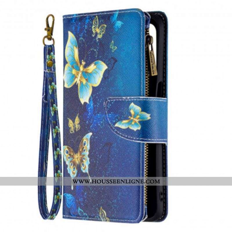 Housse Oppo A54 5G / A74 5G Poche Zippée Papillons
