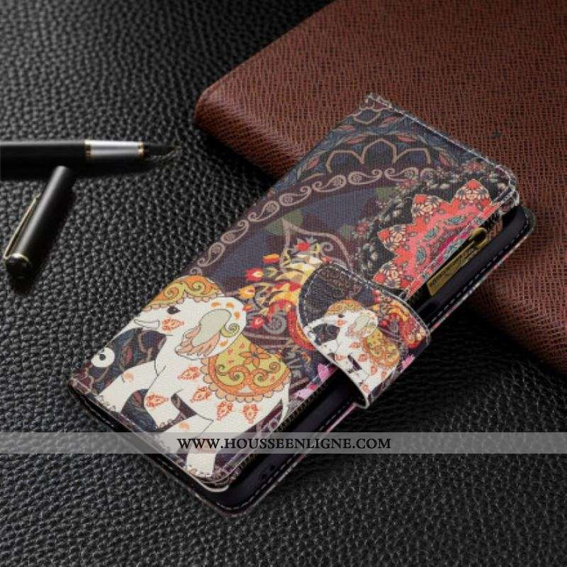 Housse Oppo A54 5G / A74 5G Poche Zippée Éléphant