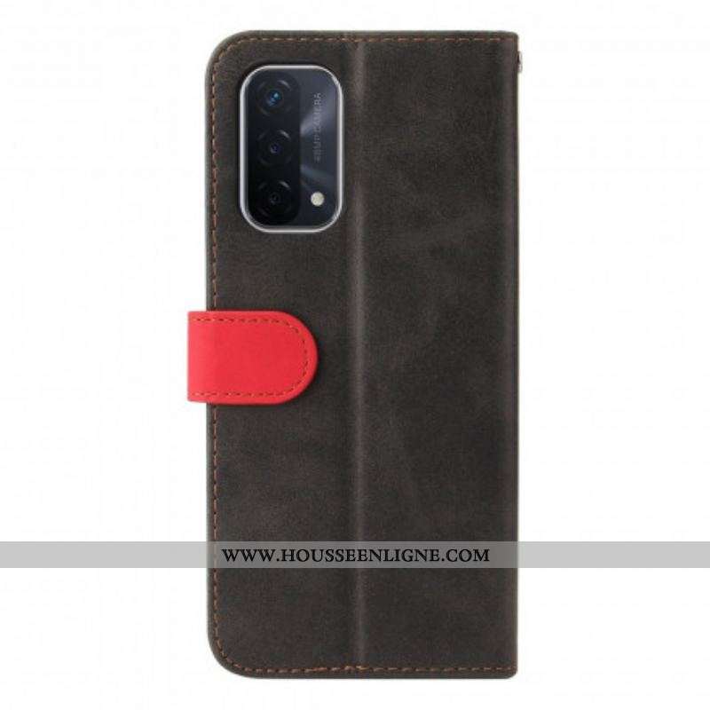 Housse Oppo A54 5G / A74 5G Simili Cuir Bicolore Coloré