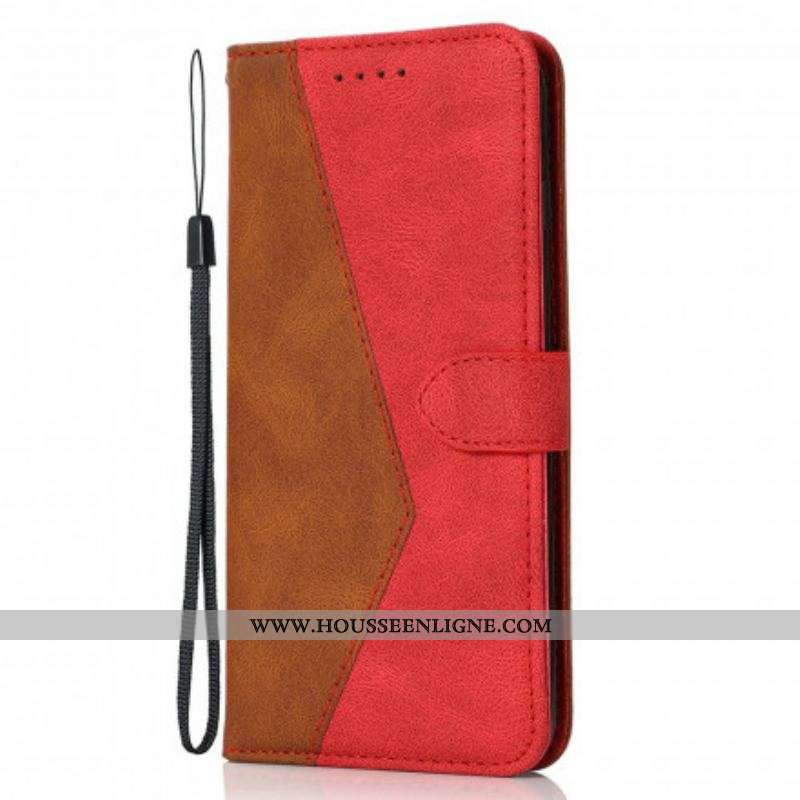Housse Oppo A54 5G / A74 5G Simili Cuir Bicolore Triangle