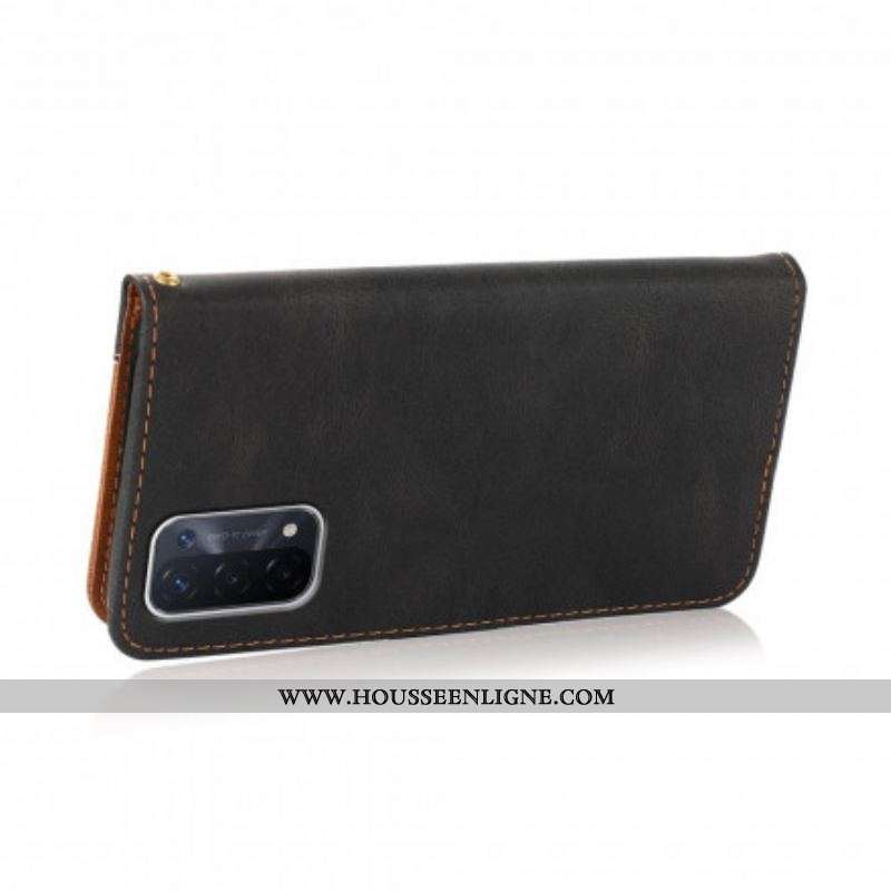 Housse Oppo A54 5G / A74 5G Simili Cuir Bicolore Triangle