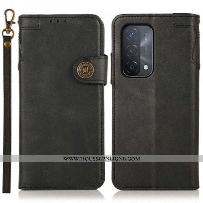 Housse Oppo A54 5G / A74 5G Simili Cuir Bouton KHAZNEH