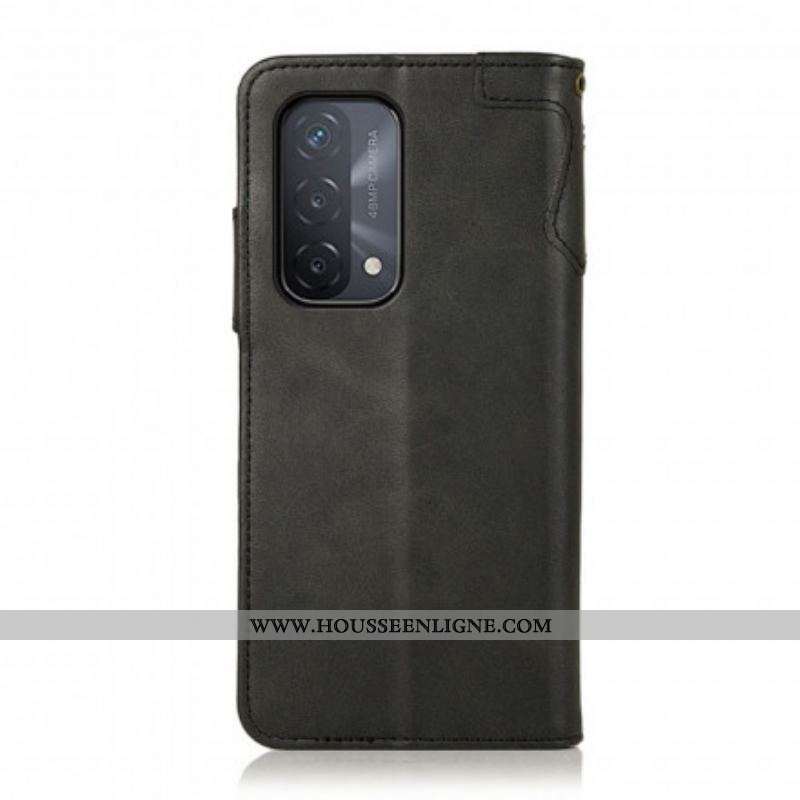 Housse Oppo A54 5G / A74 5G Simili Cuir Bouton KHAZNEH