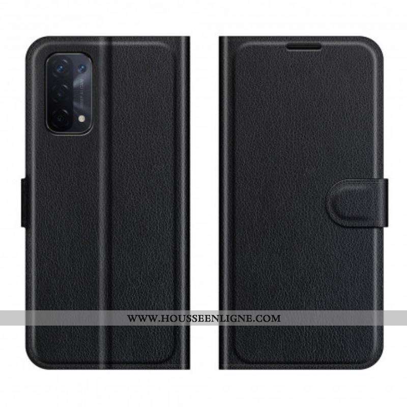 Housse Oppo A54 5G / A74 5G Simili Cuir Litchi Classique