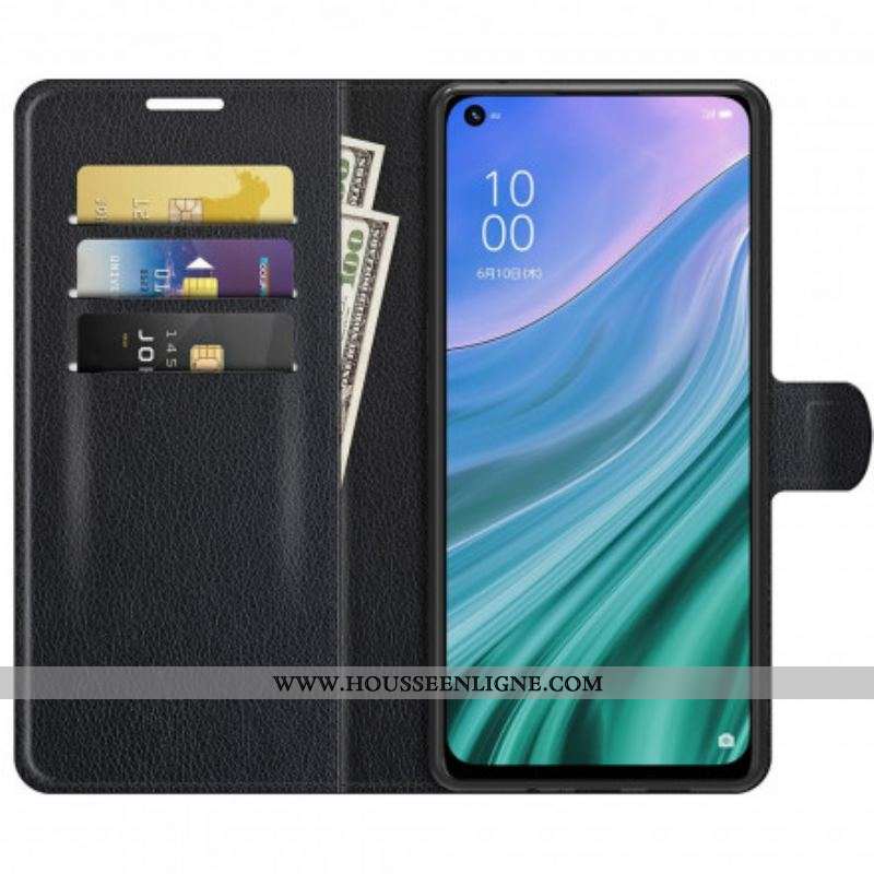 Housse Oppo A54 5G / A74 5G Simili Cuir Litchi Classique