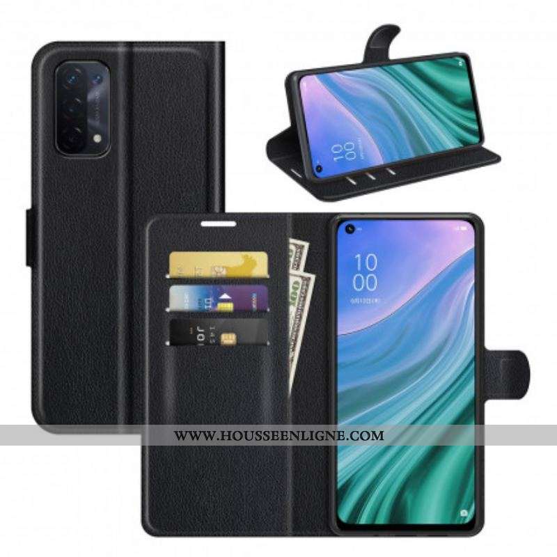 Housse Oppo A54 5G / A74 5G Simili Cuir Litchi Classique