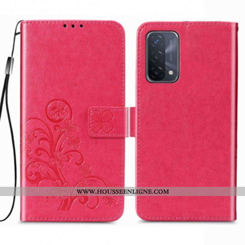 Housse Oppo A54 5G / A74 5G Trèfle Quatre Feuilles