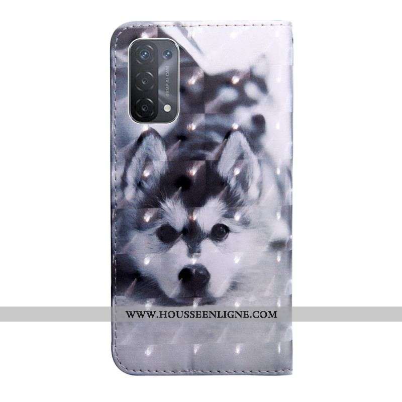 Housse Oppo A54 / A74 5G Chien Husky avec Lanière